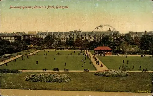 Ak Glasgow Schottland, Bowling Greens, Queen's Park