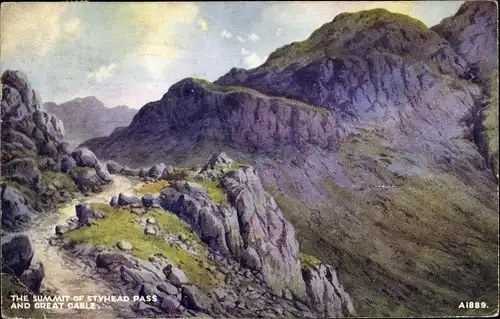Ak Cumbria England, The Summit of Styhead Pass and Great Gable