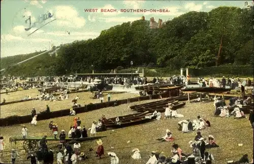Ak Southend on Sea Essex England, West Beach