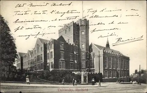 Ak Sheffield Yorkshire England, University