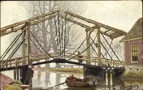 Künstler Ak Gerstenhauer, Johann Georg, Niederlande, Klappbrücke