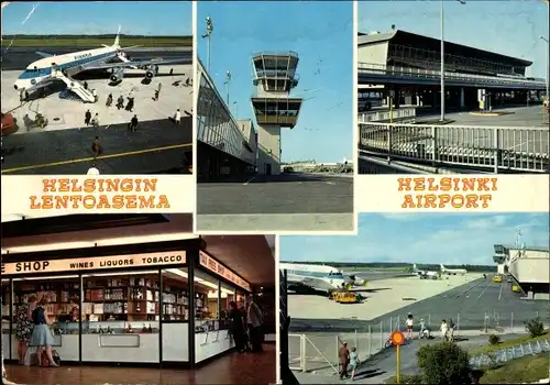 Ak Helsinki Helsingfors Finnland, Flughafen, Passagierflugzeug, Shop, Laden