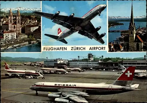 Ak Zürich Stadt Schweiz, Flughafen, Flugzeug Swissair