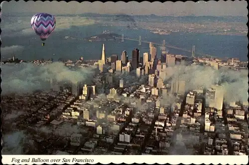 Ak San Francisco Kalifornien USA, Fog and Ballon over the city