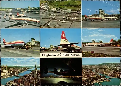 Ak Kloten Kanton Zürich Schweiz, Flughafen, Passagierflugzeug Swiss Air