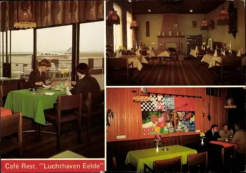 Ak Eelde Drenthe Niederlande, Cafe Restaurant Luchthaven Eelde, Passagierflugzeug