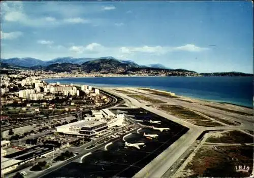 Ak Nice Nizza Alpes Maritimes, L'Aeroport de Nice Cote d'Azur, La Baie des Anges, Le Cap-Ferrat