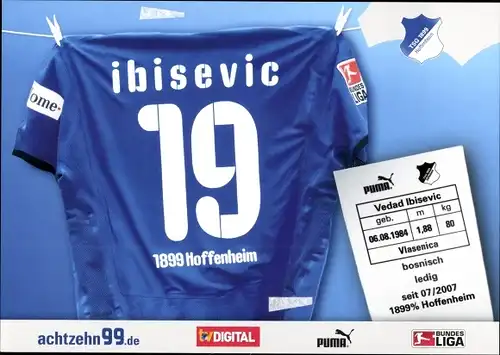 Sammelbild Fußballspieler Vedad Ibisevic, TSG 1899 Hoffenheim