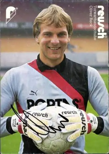 Sammelbild Fußballspieler Oliver Reck, Portrait, Autogramm