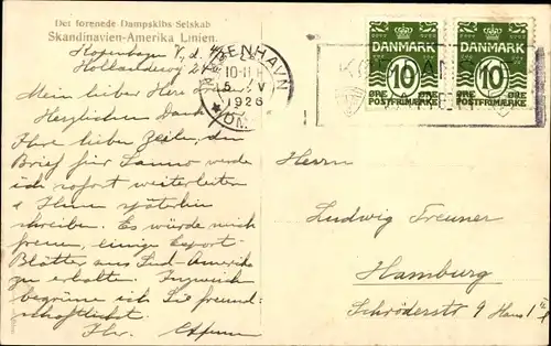 Ak Dampfer, Skandinavien Amerika Linien