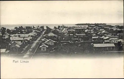 Ak Port Limon Costa Rica, Blick auf den Ort