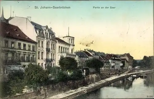 Ak St. Johann Saarbrücken im Saarland, An der Saar