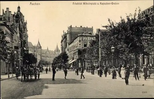 Ak Aachen in Nordrhein Westfalen, Friedrich Wilhelm Platz, Kapuzinergraben