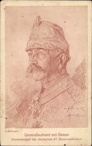 Künstler Ak Brüch, O., Generalleutnant von Besser, Kommandeur 47. Reservedivision, 1915