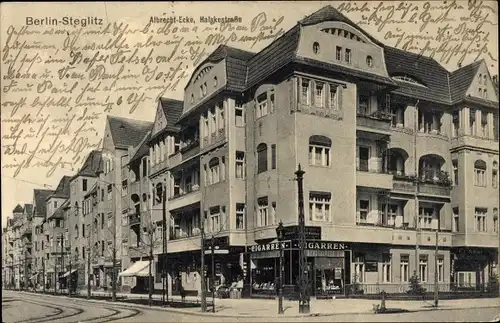 Ak Berlin Steglitz, Albrecht Straße, Ecke Halskestraße, Zigarrenhandlung