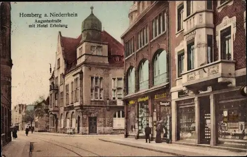 Ak Homberg am Rhein Duisburg im Ruhrgebiet, Augustastraße, Hotel Erholung