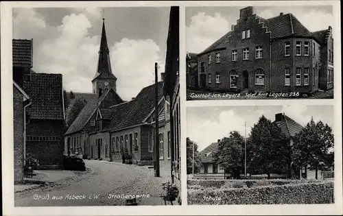Ak Asbeck Legden im Münsterland, Gasthof, Schule, Straßenpartie