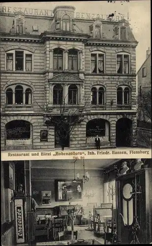 Ak Flensburg in Schleswig Holstein, Restaurant und Hotel Hohenzollern