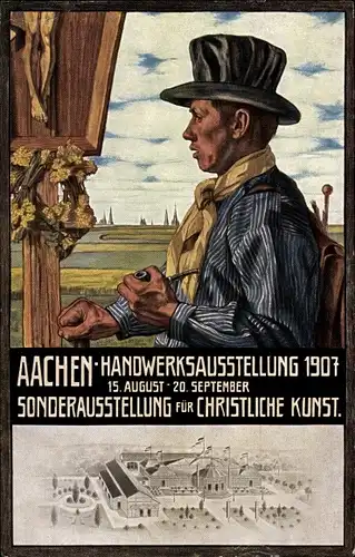 Ak Aachen in Nordrhein Westfalen, Handwerksausstellung 1907, Sonderausstellung Christliche Kunst