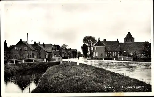 Ak Schoonrewoerd Utrecht Niederlande, Dorfpartie, Brücke, Fluss