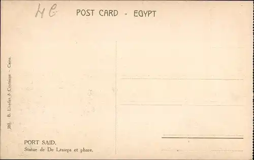 Ak Port Said Ägypten, Statue de Ferdinand de Lesseps, Phare