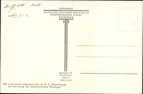 Ak Nordholland, Zuiderzeewerken, Haven Oude Zeug 4 Mai 1928, Luftbild