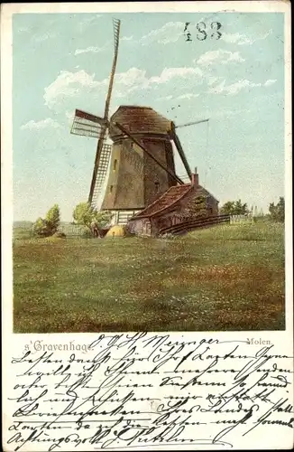 Litho 's Gravenhage Den Haag Südholland, Windmühle