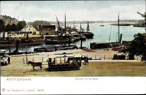 Ak Rotterdam Südholland Niederlande, Gezicht op de Maas, Pferdewagen
