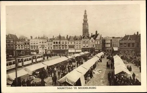 Ak Middelburg Zeeland Niederlande, Marktdag