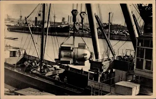 Ak Rotterdam Südholland Niederlande, Grootdok, Loading of a heavy piece