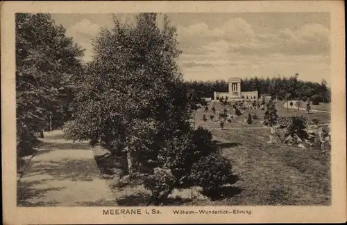 Ak Meerane in Sachsen, Wilhelm-Wunderlich-Ehrung, Denkmal