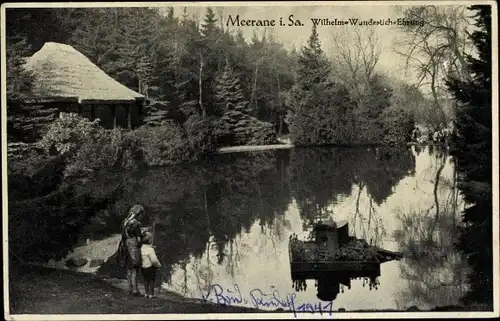 Ak Meerane in Sachsen, Wilhelm Wunderlich Ehrung, Kinder am Teich