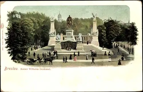 Ak Wrocław Breslau Schlesien, Kaiser Wilhelm Denkmal, Schweidnitzer Straße, Turm der Liebichshöhe