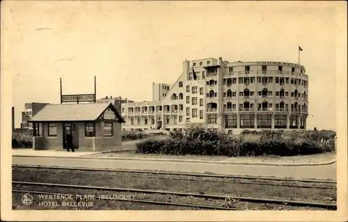 Ak Westende Westflandern, Plage, Hotel Bellevue