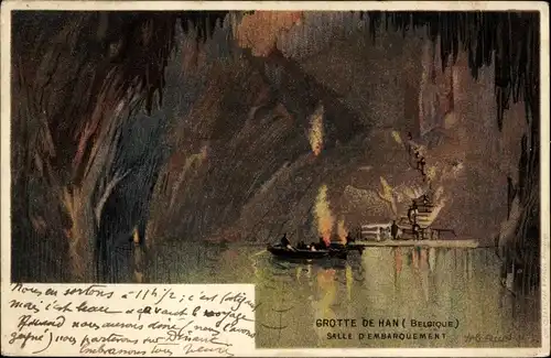 Künstler Litho Cassiers, H., Grotte de Han Han sur Lesse Belgien, Salle d'Embarquement