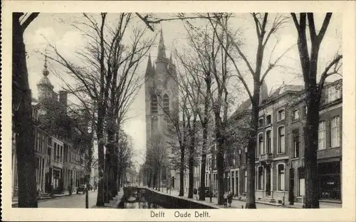 Ak Delft Südholland Niederlande, Oude Delft met Oude Kerk