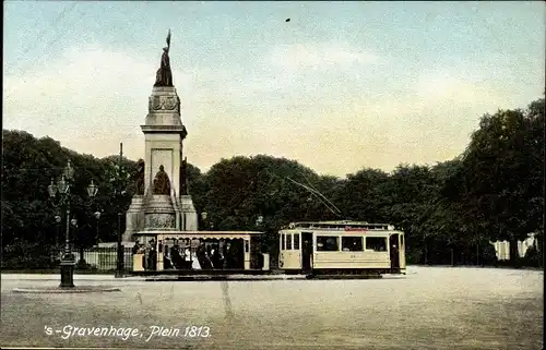 Ak 's Gravenhage Den Haag Südholland, Plein 1813, Straßenbahn