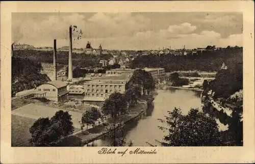 Ak Mittweida in Sachsen, Teilansicht, Fabrik