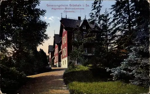 Ak Grünhain Beierfeld im Erzgebirge, Genesungsheim, Allgemeine Ortskrankenkasse Chemnitz