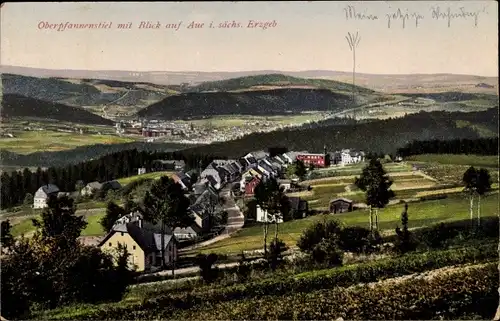Ak Oberpfannenstiel Lauter Bernsbach im Erzgebirge Sachsen, Panorama mit Blick nach Aue