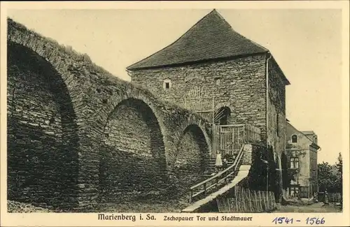 Ak Marienberg im Erzgebirge Sachsen, Zschopauer Tor, Stadtmauer