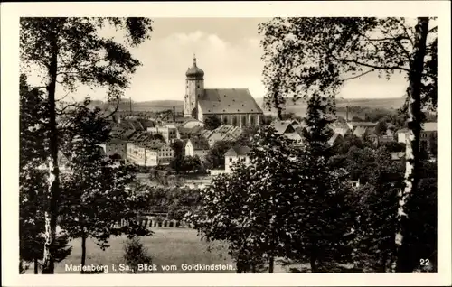 Ak Marienberg im Erzgebirge Sachsen, Blick vom Goldkindstein, Kirche