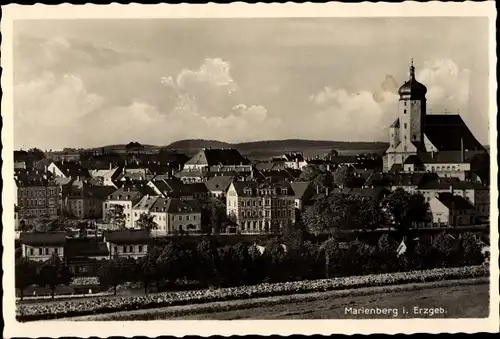 Ak Marienberg im Erzgebirge Sachsen, Gesamtansicht, Kirche