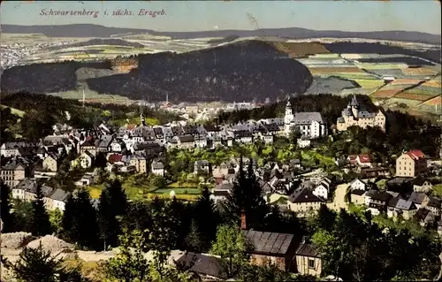 Ak Schwarzenberg im Erzgebirge Sachsen, Gesamtansicht, Panorama