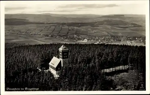 Ak Bärenstein Erzgebirge, Panorama mit Unterkunftshaus, Fliegeraufnahme, Klinke & Co 10732