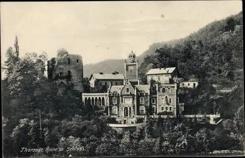 Ak Tharandt im Erzgebirge, Ruine mit Schloss