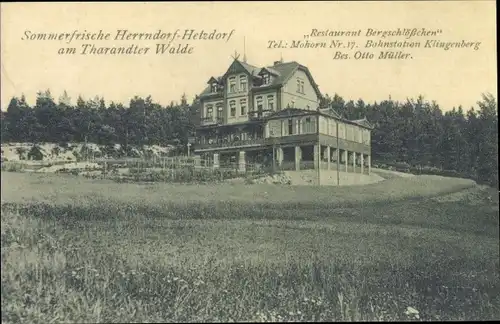 Ak Herrndorf Hetzdorf Halsbrücke Sachsen, Restaurant Bergschlösschen am Tharandter Wald