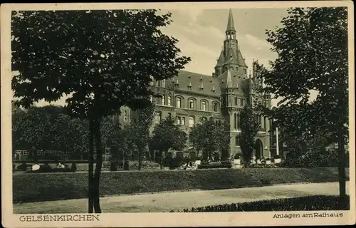 Ak Gelsenkirchen im Ruhrgebiet, Anlagen am Rathaus