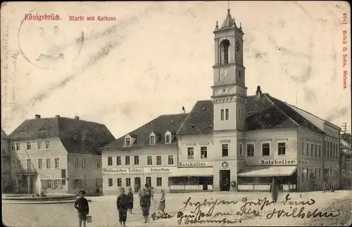Ak Königsbrück in der Oberlausitz, Markt, Rathaus, Ratskeller, Westlausitzer Zeitung