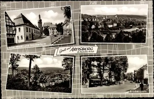 Ak Arnsberg im Sauerland, Alter Markt und Glockenturm, Brückenplatz